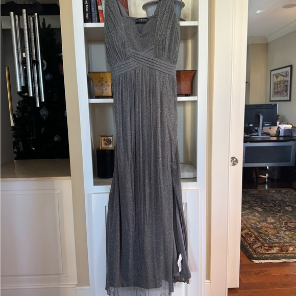 Little Mistress Silver Shimmer Maxi Dress - Picture 2 of 4